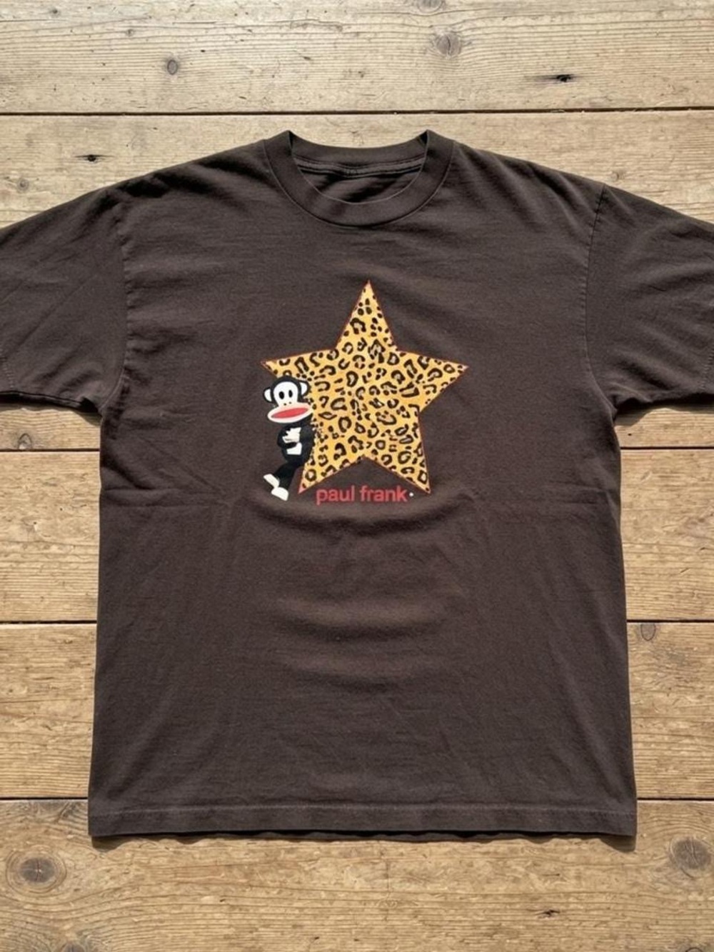Gildan Brown Tee with Leopard Star and Monkey Graphic